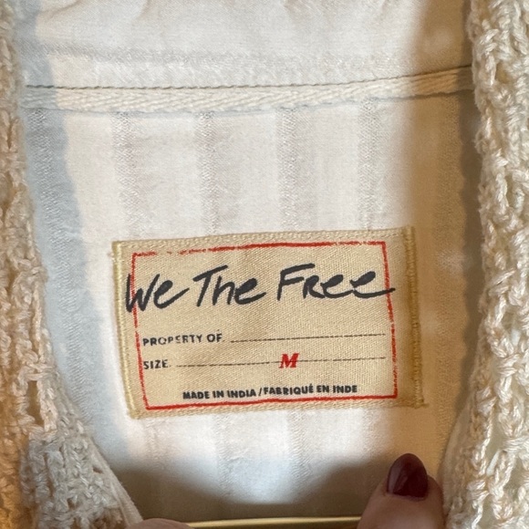 We The Free White Blouse with Crochet Collar - Picture 2 of 7